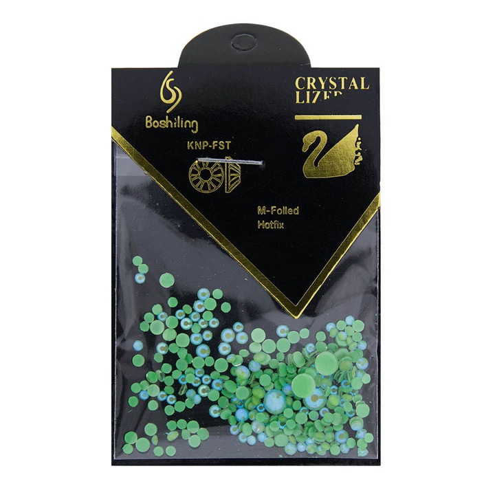 Mix strasuri fosforescente pentru unghii, Opal, 250 bucati, Verde