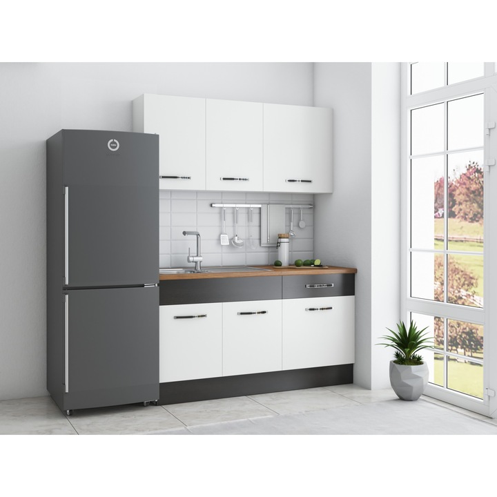 Bucatarie CB Furniture Sofia 140 cm, alb / wenge, blat termic nuc