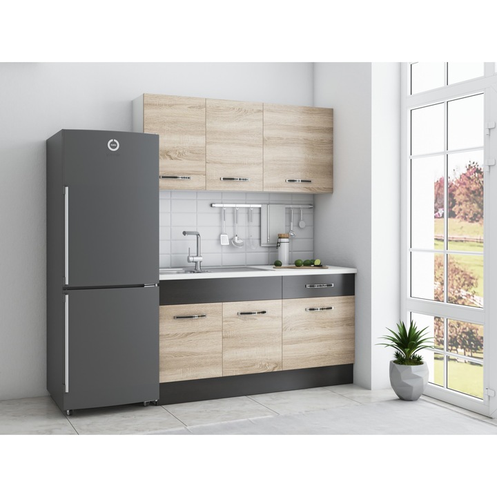 Bucatarie CB Furniture Sofia 140 cm, sonoma / wenge, blat termic alb