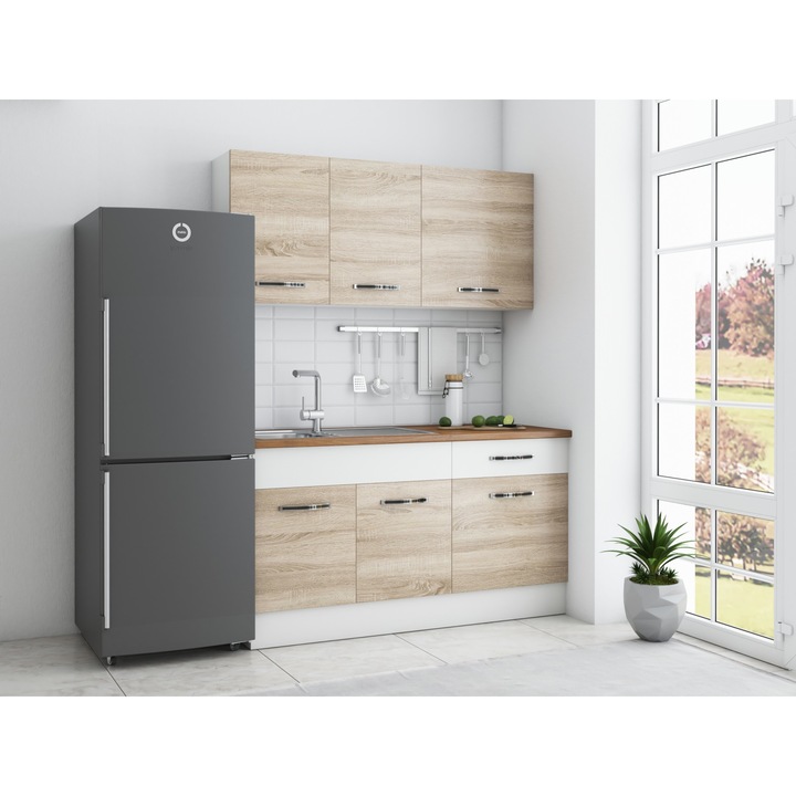 Bucatarie CB Furniture Sofia 140 cm, sonoma / alb, blat termic nuc