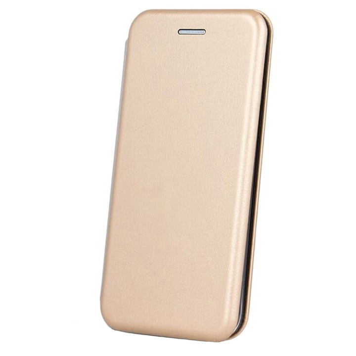 Защитен калъф тип книга за Motorola Moto E40, държач за карти, функция стойка и магнитно затваряне, Proficient Protection, злато