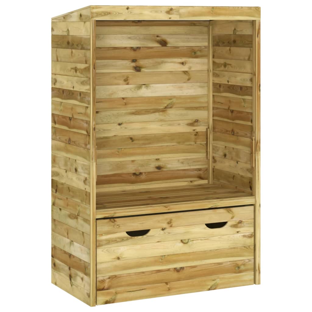 Scaun de plaja Strandkorb cu sertar 112x60x168cm lemn masiv pin, 112 x ...