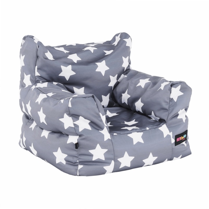 Fotoliu tip puff gri alb Lurko 52x52x50 cm