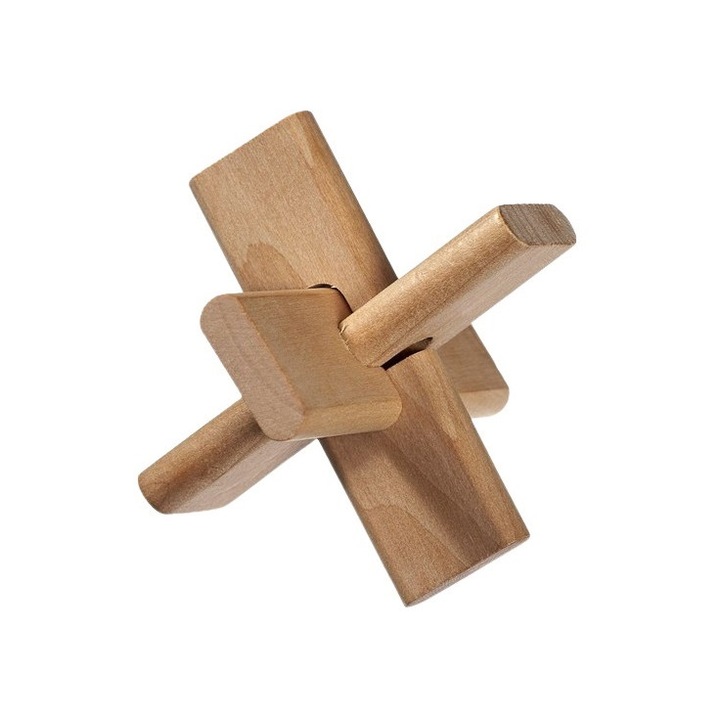 Joc IQ de logica, inteligenta si rabdare, casse-tete din lemn, Cross 3