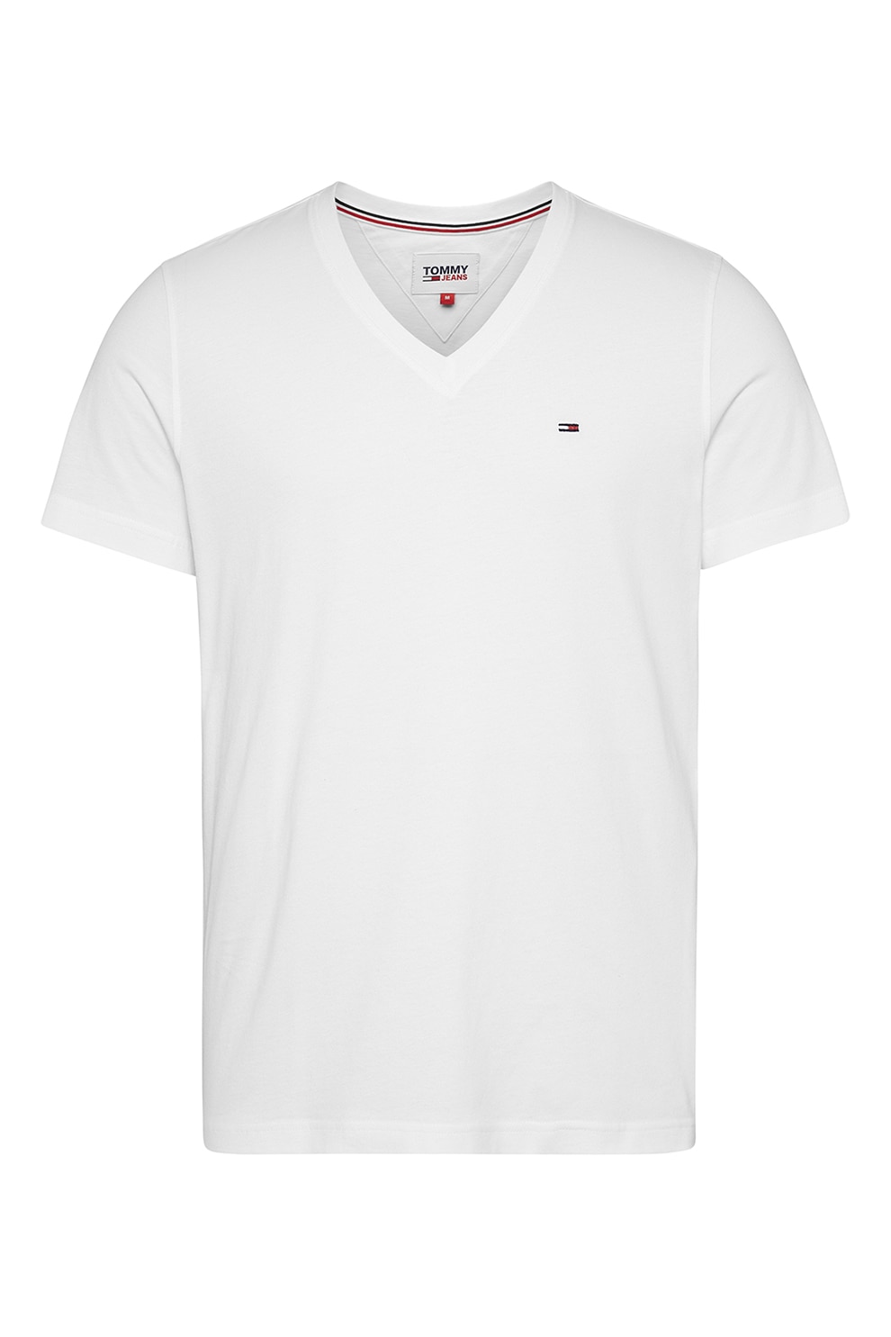 Tommy Jeans, Tricou de bumbac organic cu decolteu in V, Alb, S