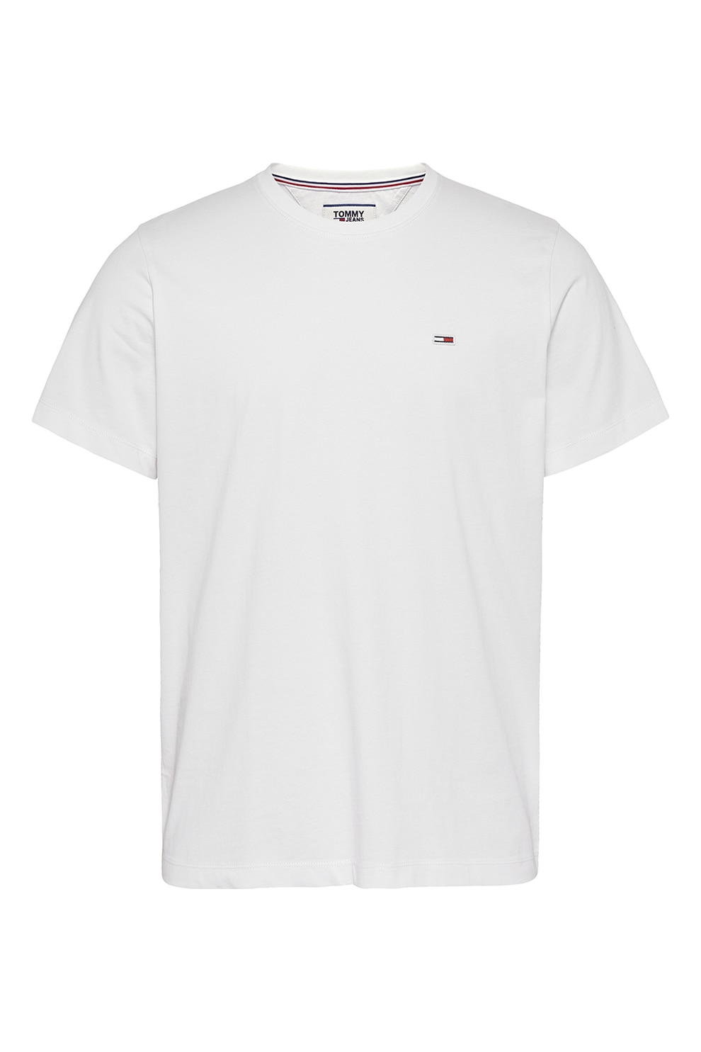 Tommy Jeans, Tricou de bumbac organic cu decolteu la baza gatului, Alb, S