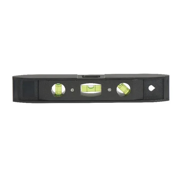 Mágneses vízszintező 3 szöggel, Kingfisher BX220AW, műanyag, mérete 225x38mm, fekete