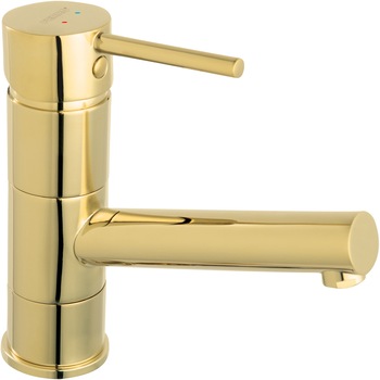 Baterie lavoar Ferro Fiesta BFI2AG, cu pipa mobila, cartus ceramic, aerator, Auriu