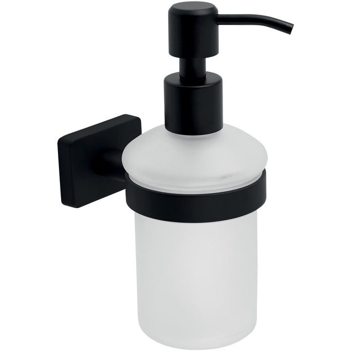 Диспенсър за течен сапун Ferro Greta AGR34BL, Матово черно/Матово стъкло
