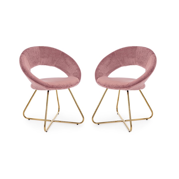 Set 2 fotolii tapiterie catifea roz Vanity 58x69x81 cm