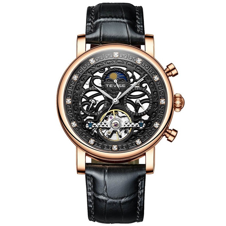 Мъжки ръчен часовник Tevise Mechanical Elegant Fashion Automatic Self Wind Luxury Skeleton