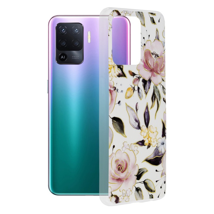 Калъф за Oppo A94 4G/Reno5 Lite, Techsuit Marble Series, Chloe White