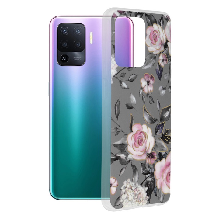 Калъф за Oppo A94 4G/Reno5 Lite, Techsuit Marble Series, Bloom of Ruth Grey