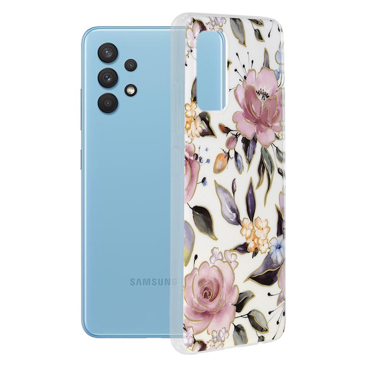 Кейс за Samsung Galaxy A32 4G, Techsuit Marble Series, Chloe White