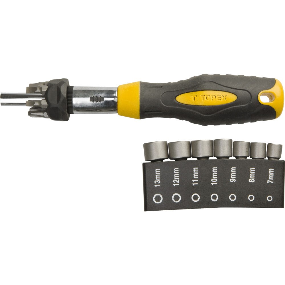 Surubelnita cu biti si tubulare, CrV, 14 buc/set, TOPEX