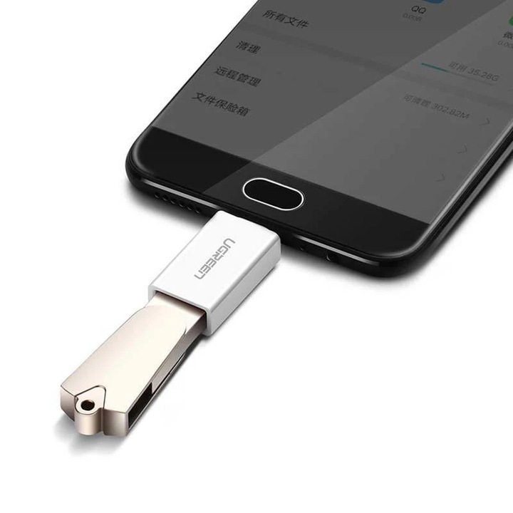 Adaptor Ugreen micro USB la USB 2.0 OTG white (US195)