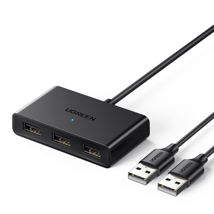 Ugreen USB адаптер за превключване с 2 входа и 3 изхода, черен (CM409)