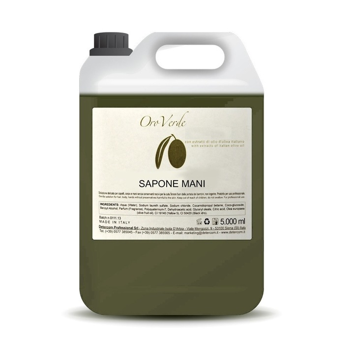 Sapun lichid OROVERDE, cu ulei natural de masline, 5 l