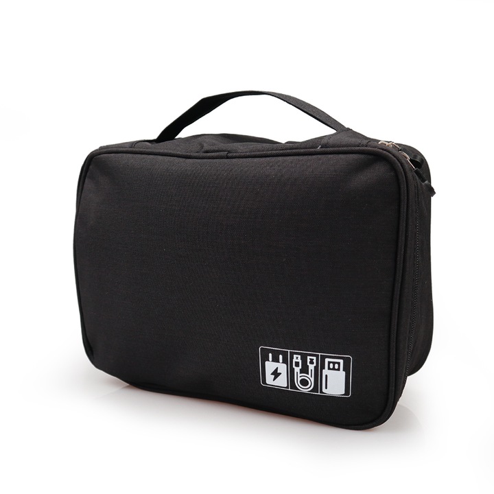 Geanta travel pentru incarcatoare, casti, cabluri, hdd si alte accesorii mobile compartimentabila
