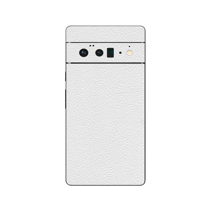 iSkinz védőfólia Google Pixel 6 Pro telefonhoz – Egyszerűen vágott fehér bőr, öntapadó bőr, hátlap borítás