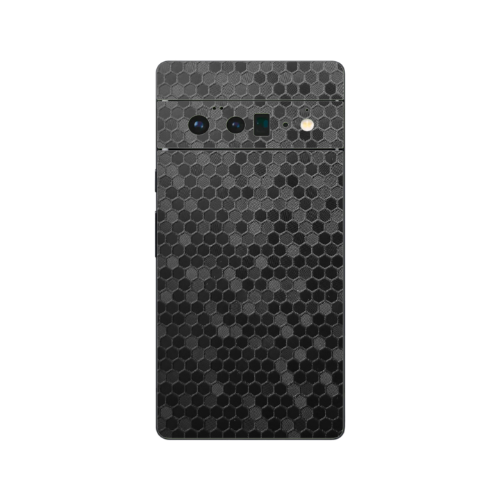 iSkinz védőfólia Google Pixel 6 Pro telefonhoz – méhsejtfekete fekete, egyszerű vágás, öntapadó bőr, hátlap