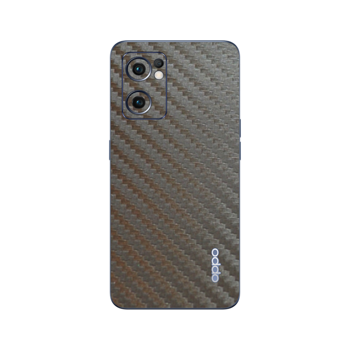 Folie Protectie iSkinz pentru Oppo Reno 7 5G - Carbon Gri Argintiu Simple Cut, Skin Adeziv Full Body Cover pentru Carcasa Spate