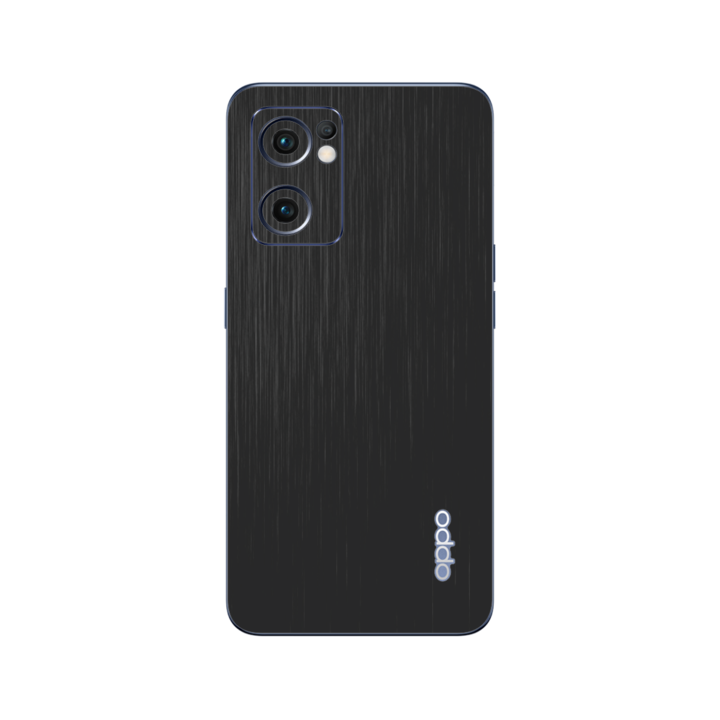 Folie Protectie iSkinz pentru Oppo Reno 7 5G - Brushed Negru Simple Cut, Skin Adeziv, Cover pentru Carcasa Spate