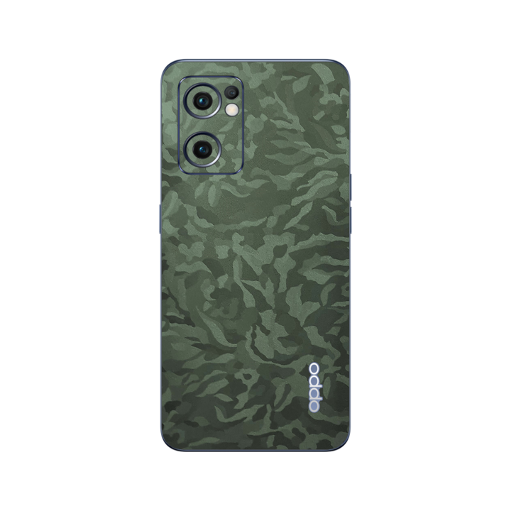 Folie Protectie iSkinz pentru Oppo Reno 7 5G - Camo Verde Military Green Shadow Simple Cut, Skin Adeziv, Cover pentru Carcasa Spate