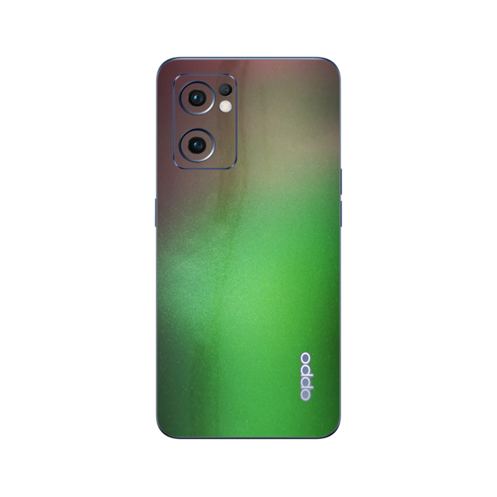 Folie iSkinz pentru Oppo Reno 7 5G - Color Shift Avocado 360 Cut, Skin Adeziv Full Body Cover, Protectie Carcasa Spate si Laterale
