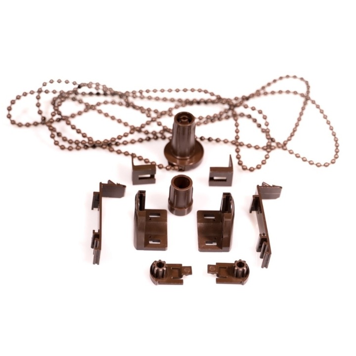 Set prindere si mecanism pentru roleta Zi/Noapte tub 17 mm culoare maro