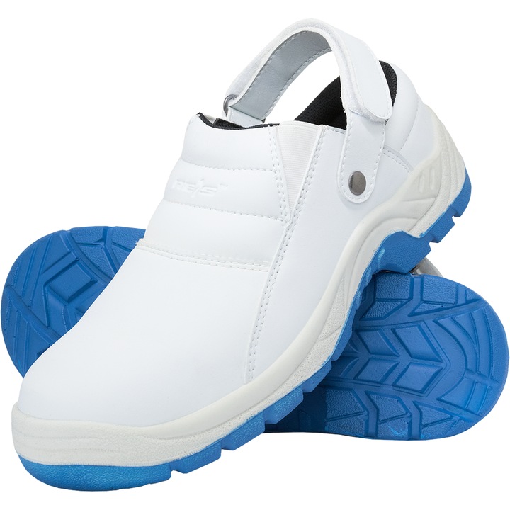 Pantofi sport pentru drumetie Fodreisblue, Microfibra, Varf din otel, Alb/Albastru, Alb/Albastru