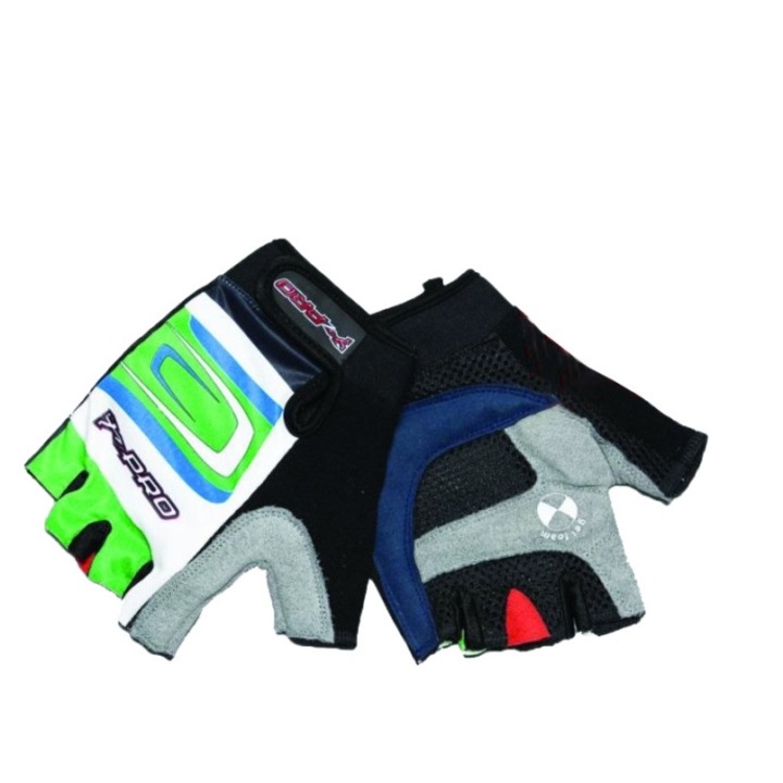 Manusi tip ciclism din material respirabil Negru/Alb/Verde Olympus, Marimea L