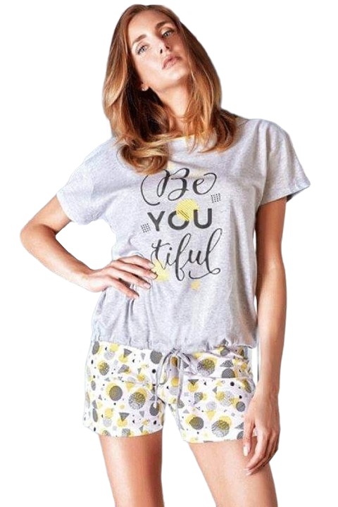 Pijama din bumbac Nottingham, PG33498 Gri/Galben XL INTL