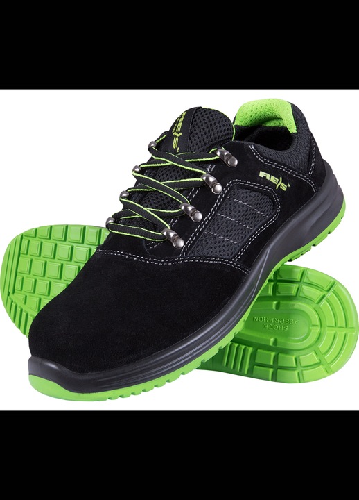 Pantofi sport pentru drumetii Stork, Piele naturala/Plasa, Negru/Verde, Verde/Negru