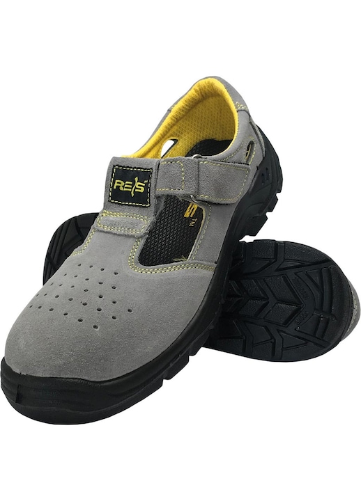 Pantofi sport pentru drumetii Yesvel, Piele naturala, Gri/Galben, Gri/Galben