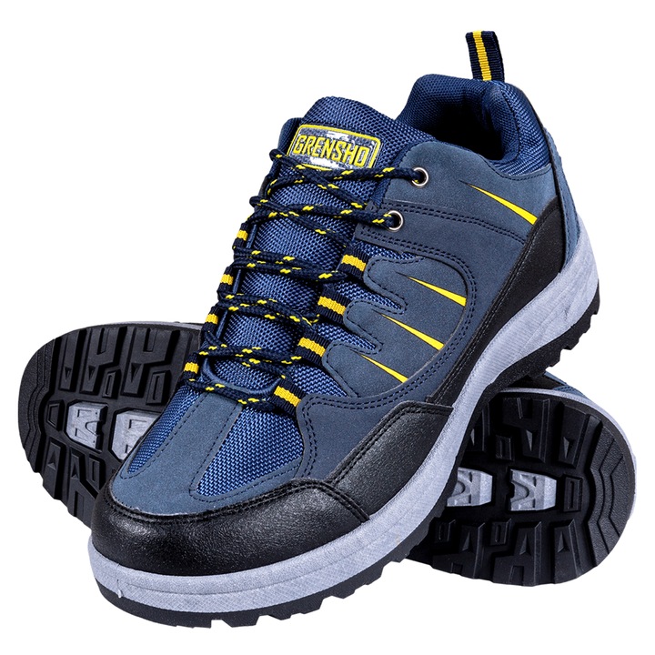 Pantofi sport de alergare Grenshd, Piele ecologica, Albastru/Galben, Galben/Albastru