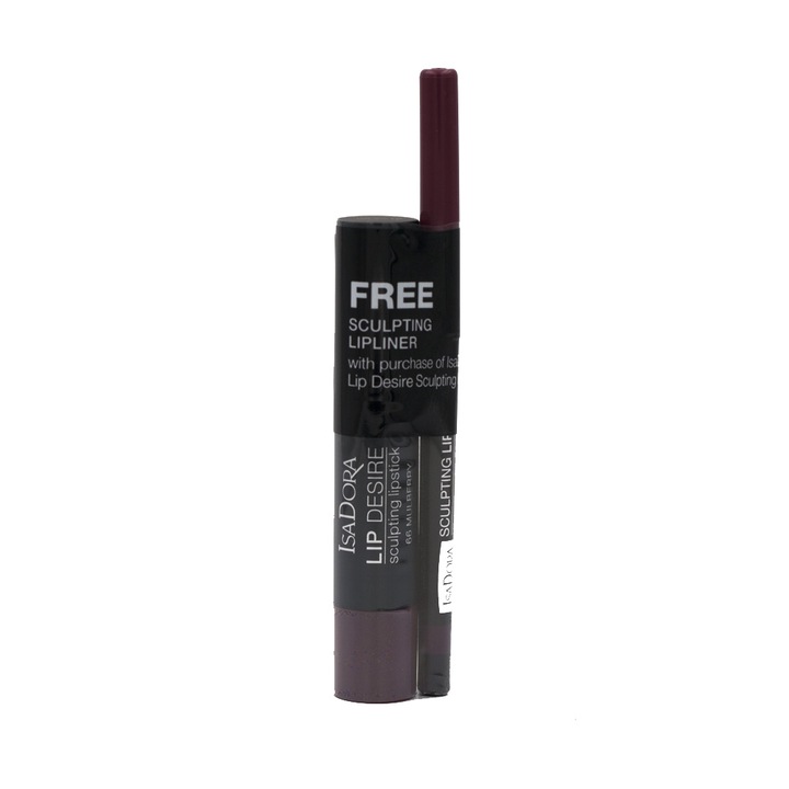 Set stick ruj si creion de buze, Isadora, Lip Desire, 66-Mulberry, 0.3 g