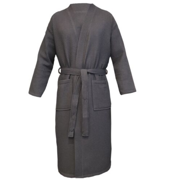 Халат Homelevel Waffle Pique, Унисекс, Сив, Органичен памук, 54916.73.35, 5XL