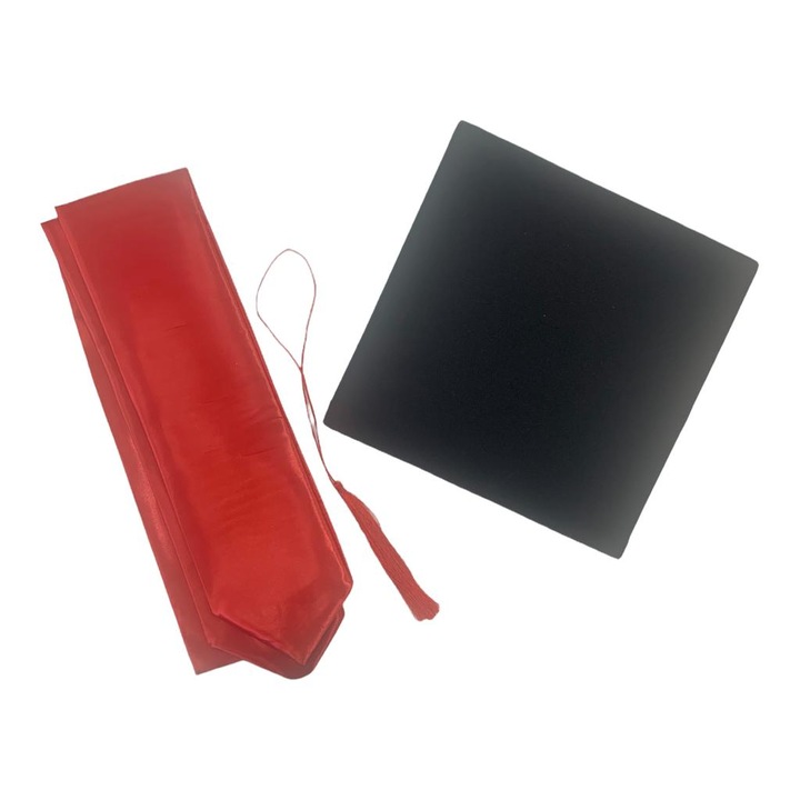 Set absolvire, toca si esarfa, pentru studenti, marime universala, negru si rosu
