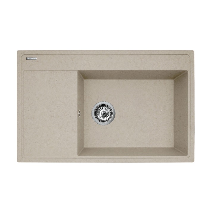 Chiuveta granit Pyramis CAMEA 1B 1D 79x50cm cuva dreapta adancime 19cm montare pe blat Pyragranite bej