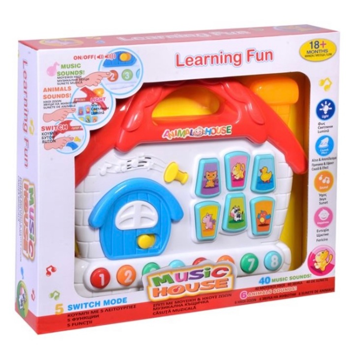 Jucarie casuta interactiva, 40 sunete, pentru copii cu varsta de peste 18 luni, multicolor