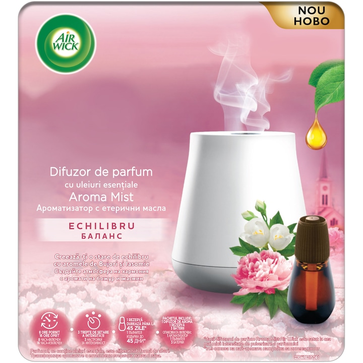Difuzor de parfum cu uleiuri esentiale odorizant de camera Air Wick Aroma Mist Echilibru, 20 ml