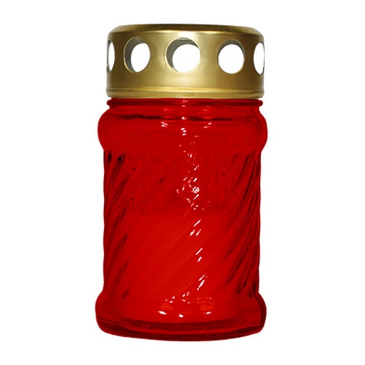 Комплект от 3 стъклени свещи Bispol, време на горене, 10 часа, червени