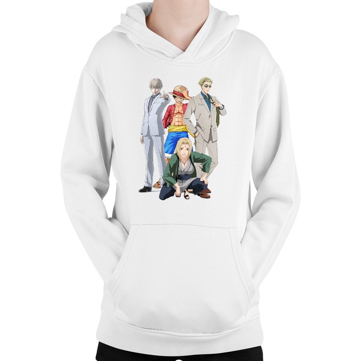 Hanorac copii Ajin Tosaki Naruto One Piece Luffy Jujutsu Kaisen, Alb