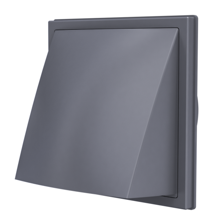Grila ventilatie Ø100mm patrata cu clapeta antiretur, exterior, 150x150, ASA plastic, Gray