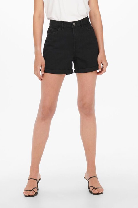 Only, Pantaloni scurti din denim cu talie inalta Vega, Negru