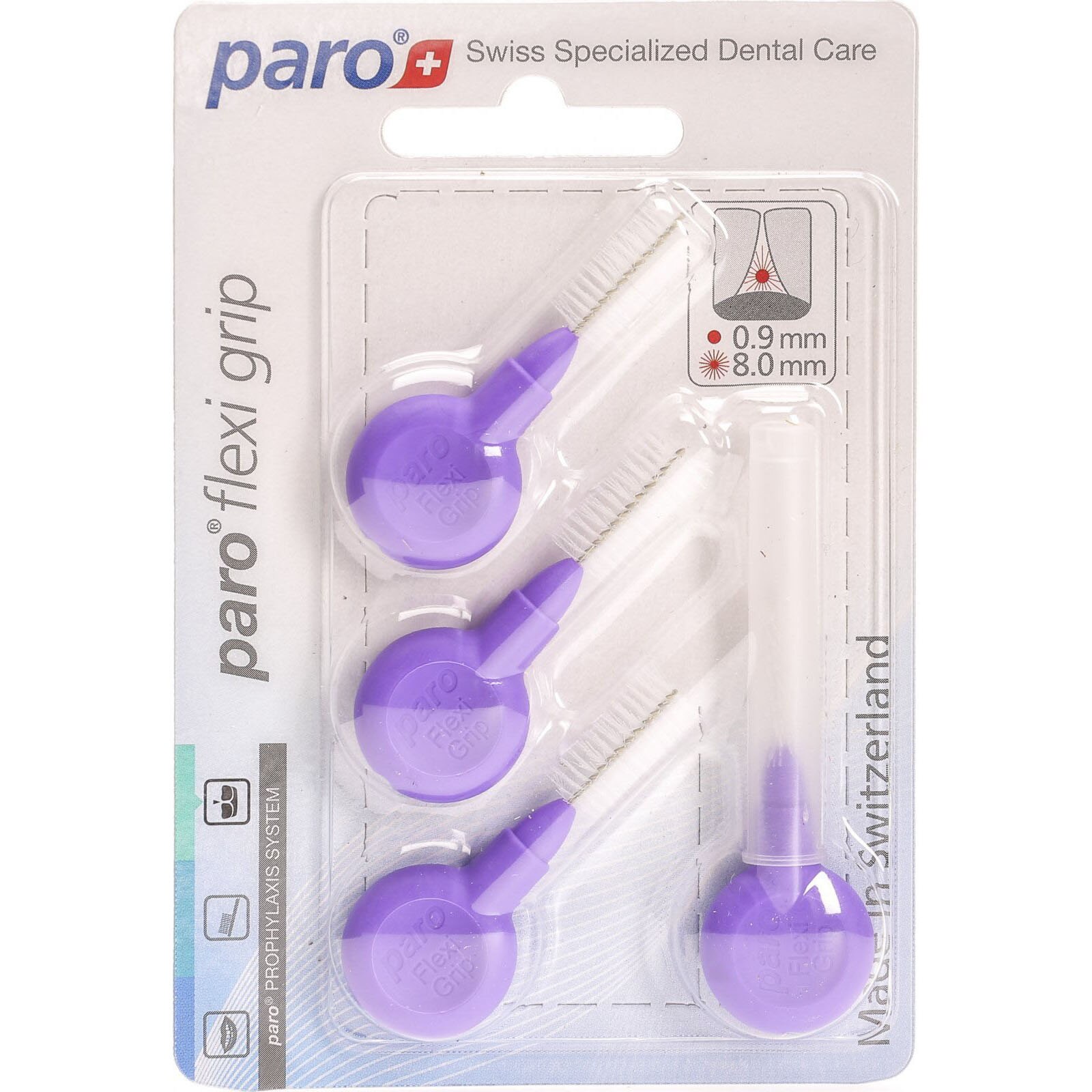 Periuta interdentara Paro Flexi Grip violet, 8.0 mm, 4 bucati