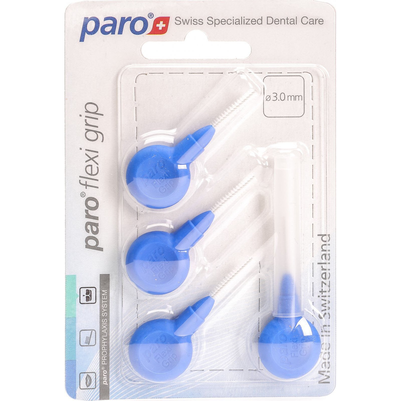 Periuta interdentara Paro Flexi Grip albastru, 3.0 mm, 4 bucati