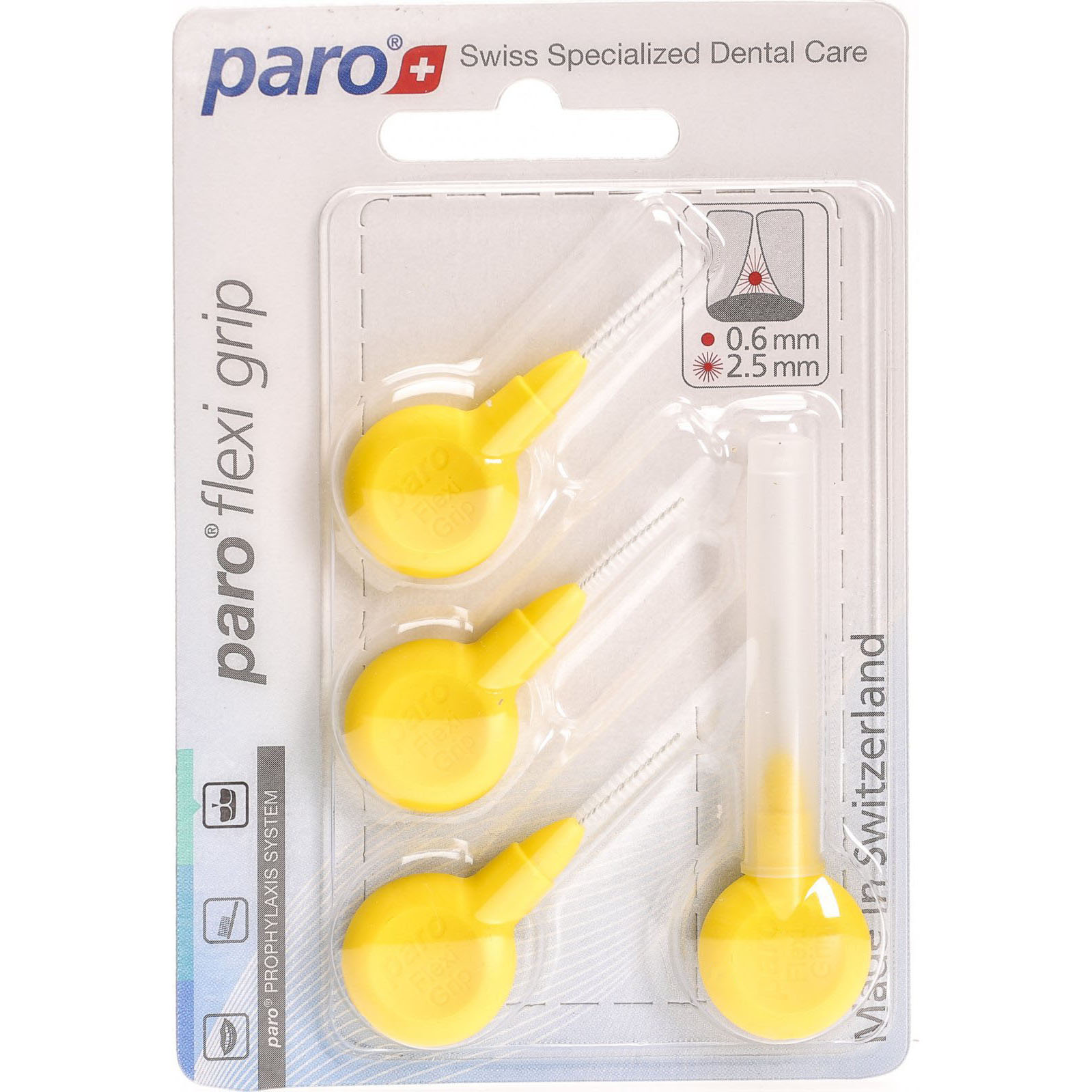 Periuta interdentara Paro Flexi Grip galben, 2.5 mm, 4 bucati