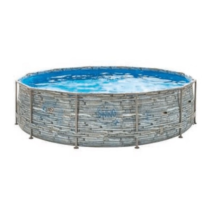Mountfield 142990 Swing Stone 4,88 m átmérőjű 122 cm mély medence Lagoon kék fóliával, szkimmer kiképzéssel